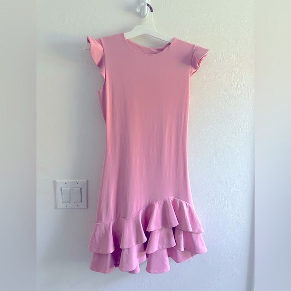 Revolve Susana Monaco Sleeveless Ruffle Hem Dress in‎ Baby Pink Sz M - Picture 4 of 11